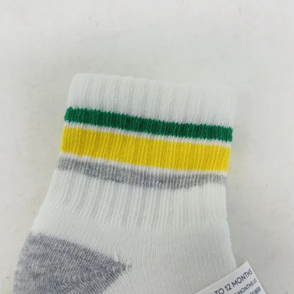 Janie and Jack Baby Boys 6-12 Months Athletic Striped Crew‎ Socks in White/Gray